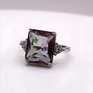 Vintage Mystic Topaz Sterling Silver Ring Size 6
